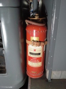Fire extinguisher with new leather strap